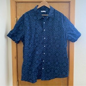 SONOMA • Navy & Blue Short Sleeve Button Down Shirt - 2X